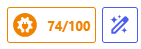 A screenshot of the AIOSEO score, which has now increased by one point to 74 out of 100 following the correction of Channing Tatum's name. Coincidence? Probably.